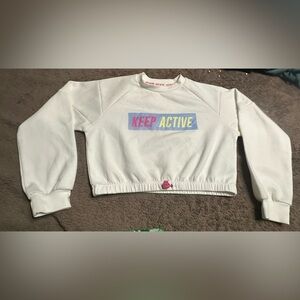 Zara White and Pink Sweatshirt with Graphic Design